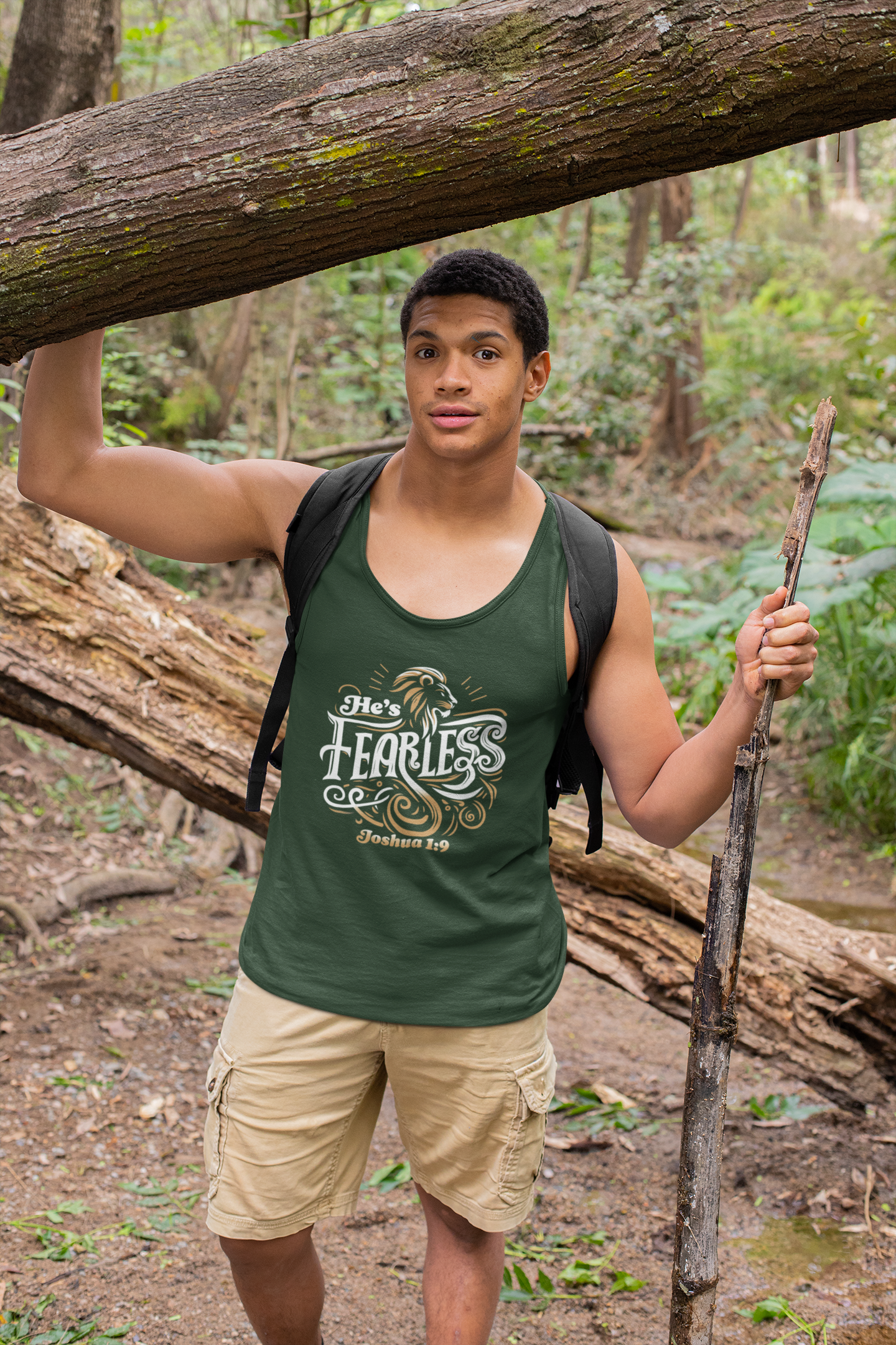 He’s Fearless Men’s Tank Top – Joshua 1:9