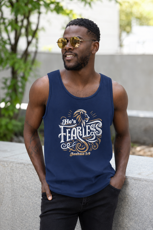 He’s Fearless Men’s Tank Top – Joshua 1:9