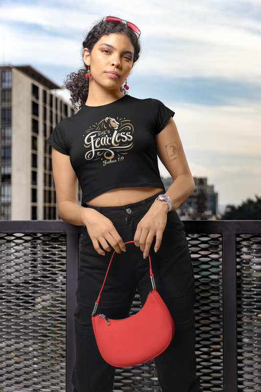 She's Fearless Cropped Tee – Joshua 1:9