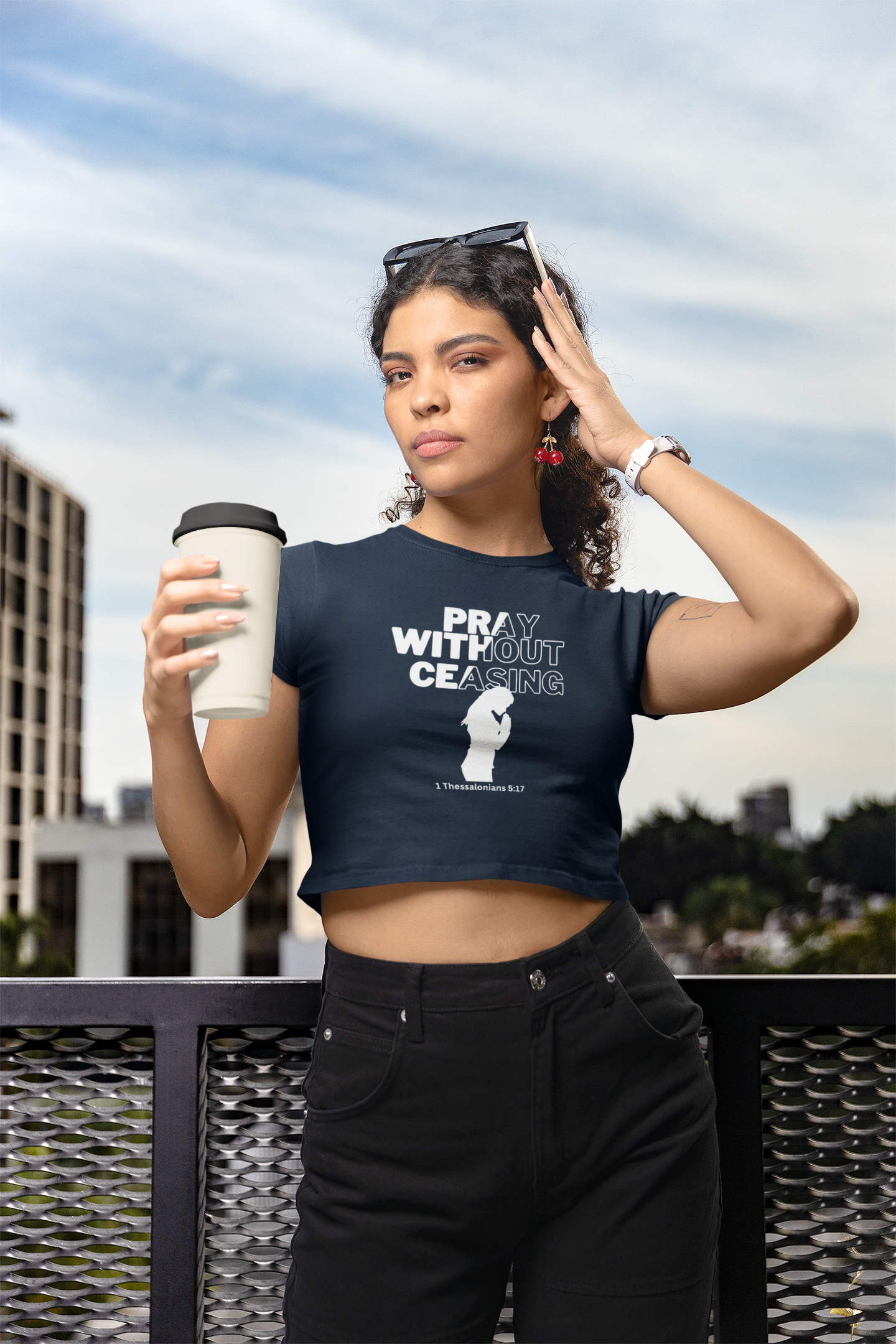 Pray Without Ceasing Women’s Crop Top – 1 Thessalonians 5:17