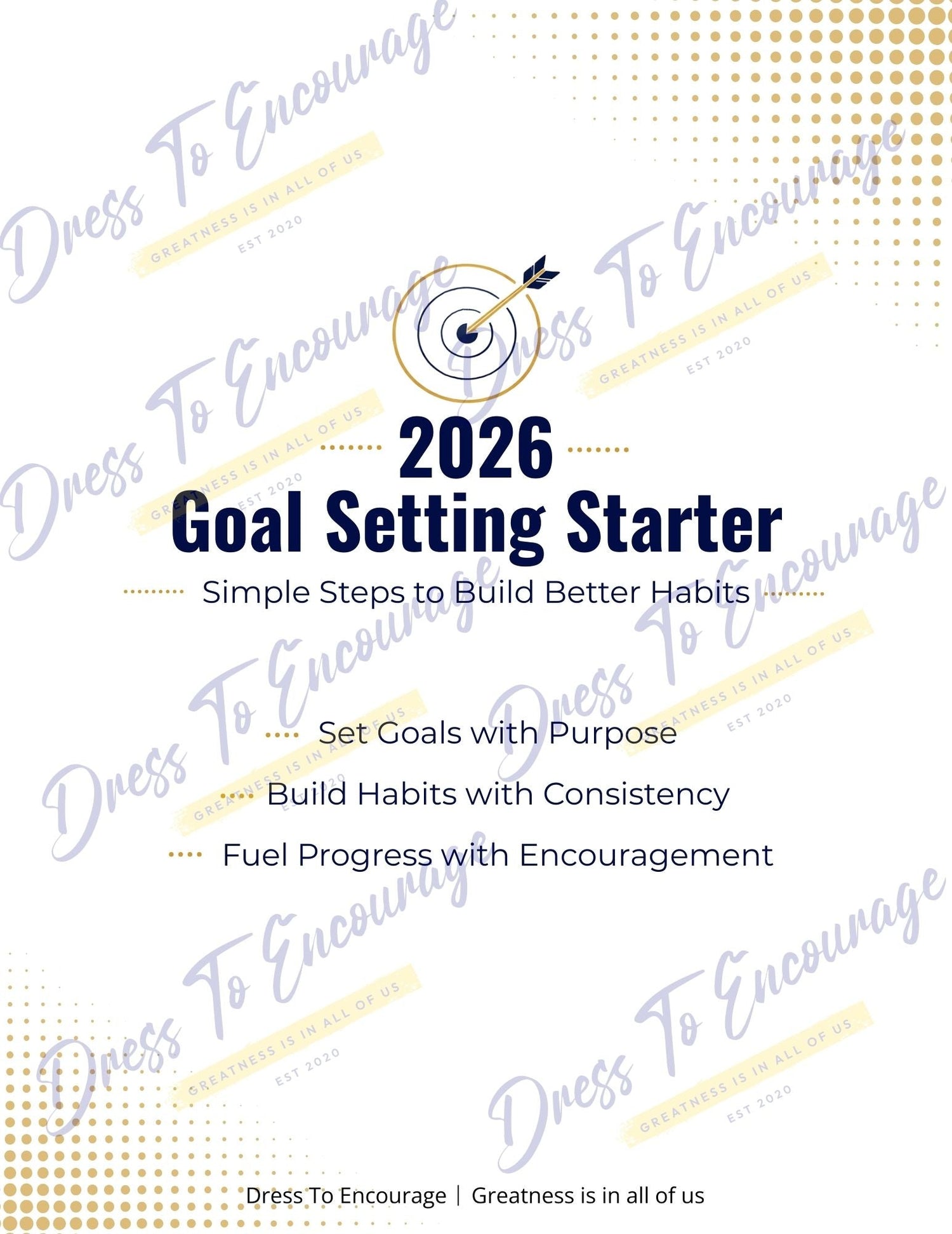 2026 Goal Setting Starter — Dress To Encourage digital downloads