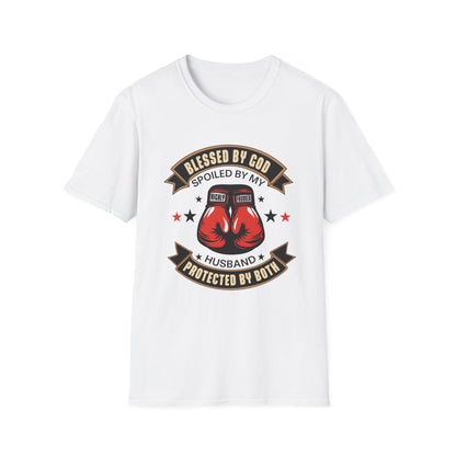 Blessed by God, Spoiled by My Husband, Protected by Both Christian T-Shirt