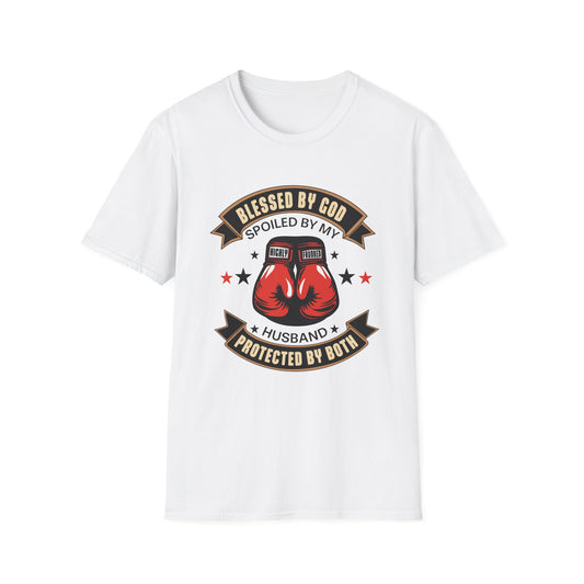 Blessed by God, Spoiled by My Husband, Protected by Both Christian T-Shirt