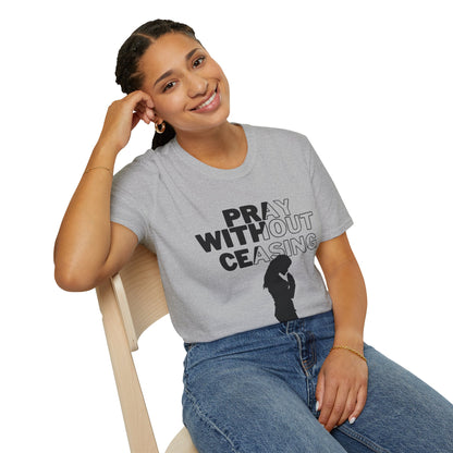 Pray Without Ceasing Women’s Christian T-Shirt-Standing Figure
