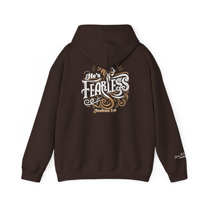 He’s Fearless Christian Hoodie for Men | Joshua 1:9 Faith Hoodie
