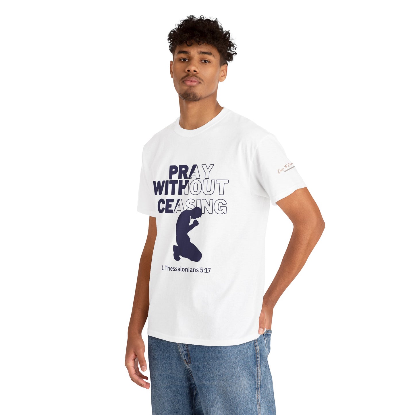 Pray Without Ceasing Christian Graphic Tee-Kneeling Figure