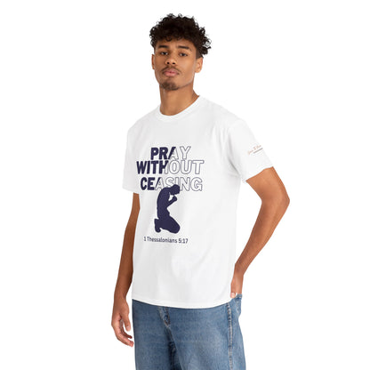 Pray Without Ceasing Christian Graphic Tee-Kneeling Figure