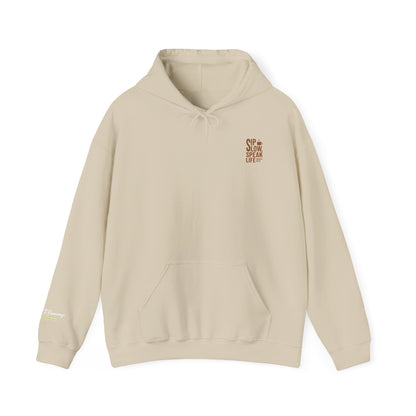 Sip Slow, Speak Life Hoodie | Inspirational Coffee Hoodie