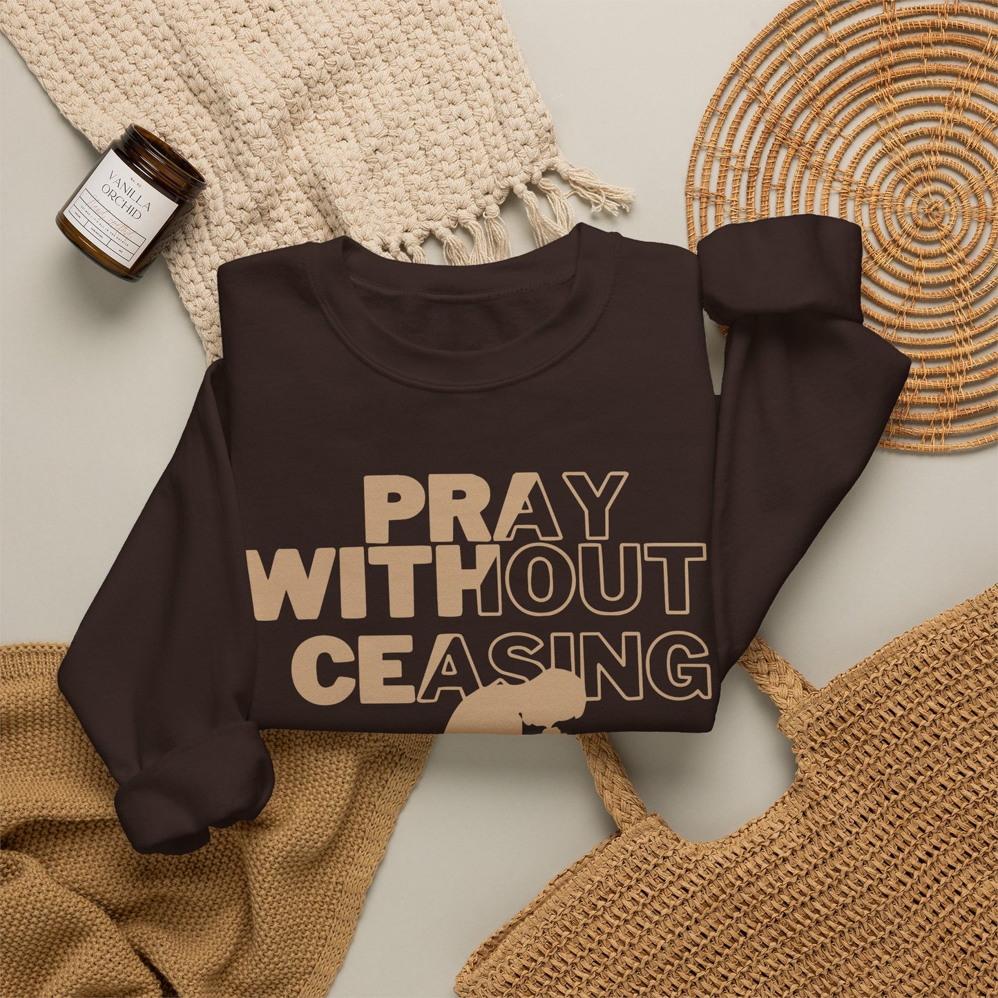 Pray Without Ceasing Christian Crewneck Sweatshirt | 1 Thessalonians 5:17