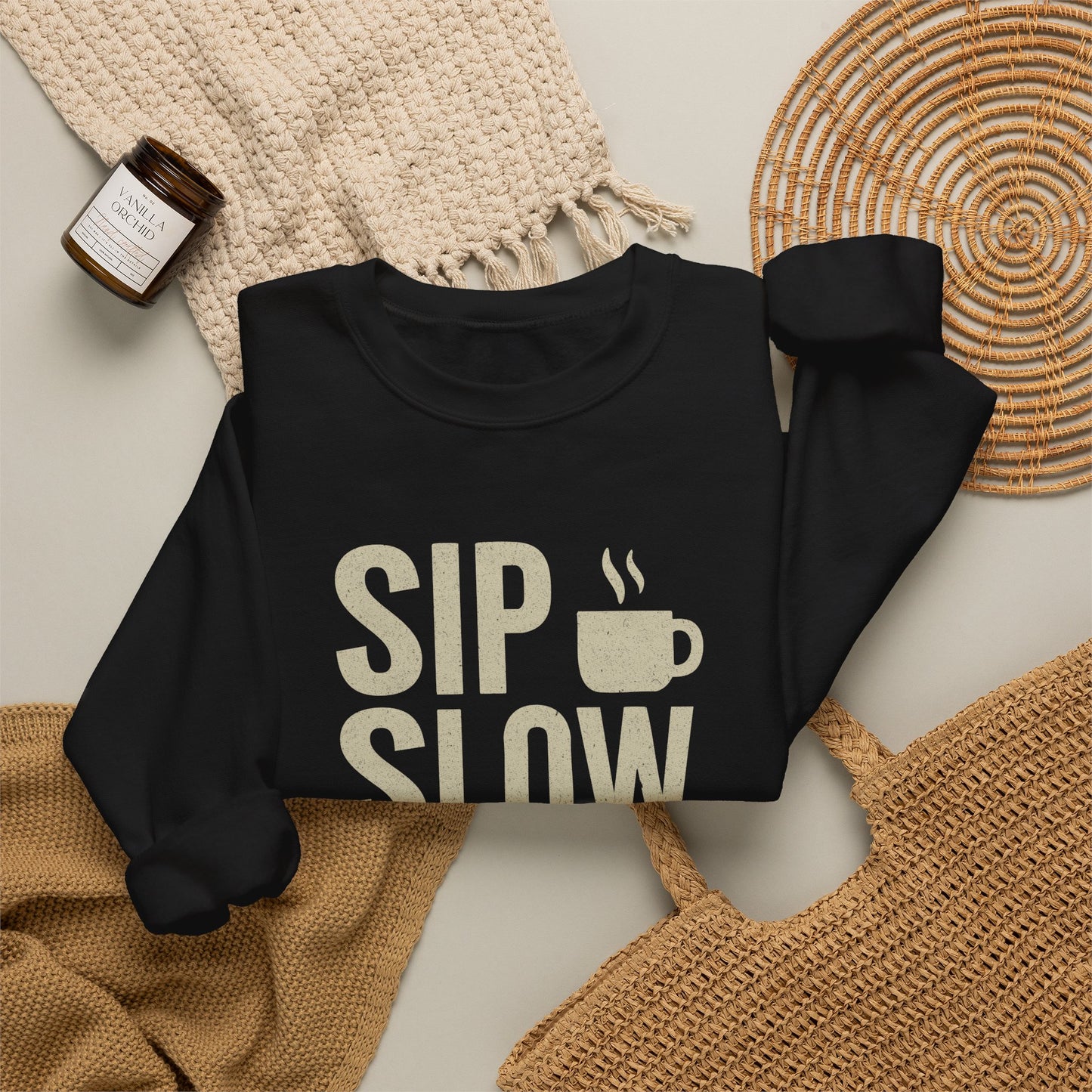 Sip Slow Speak Life Sweatshirt – Proverbs 18:21 Coffee Christian Crewneck