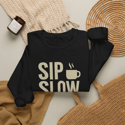 Sip Slow Speak Life Sweatshirt – Proverbs 18:21 Coffee Christian Crewneck