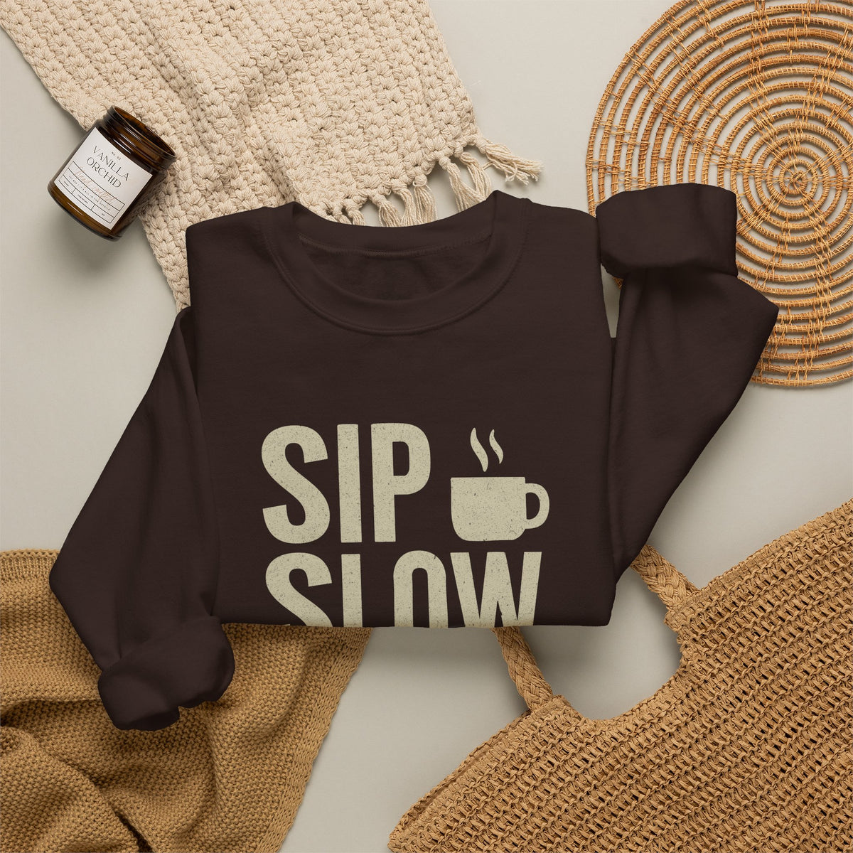 Sip Slow Speak Life Sweatshirt – Proverbs 18:21 Coffee Christian Crewneck