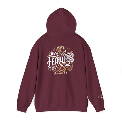 He’s Fearless Christian Hoodie for Men | Joshua 1:9 Faith Hoodie