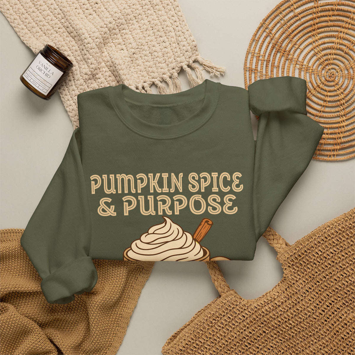Pumpkin Spice & Purpose Fall Crewneck Sweatshirt
