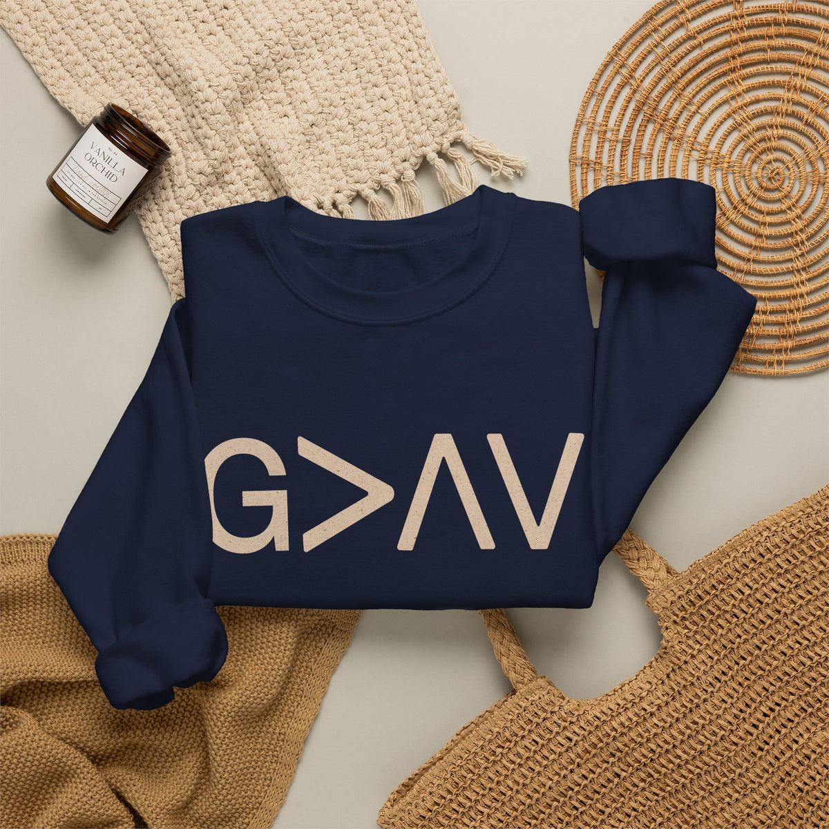 God Is Greater Than the Highs and Lows Christian Crewneck Sweatshirt