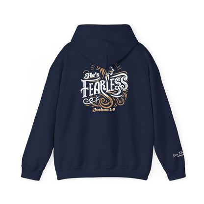 He’s Fearless Christian Hoodie for Men | Joshua 1:9 Faith Hoodie