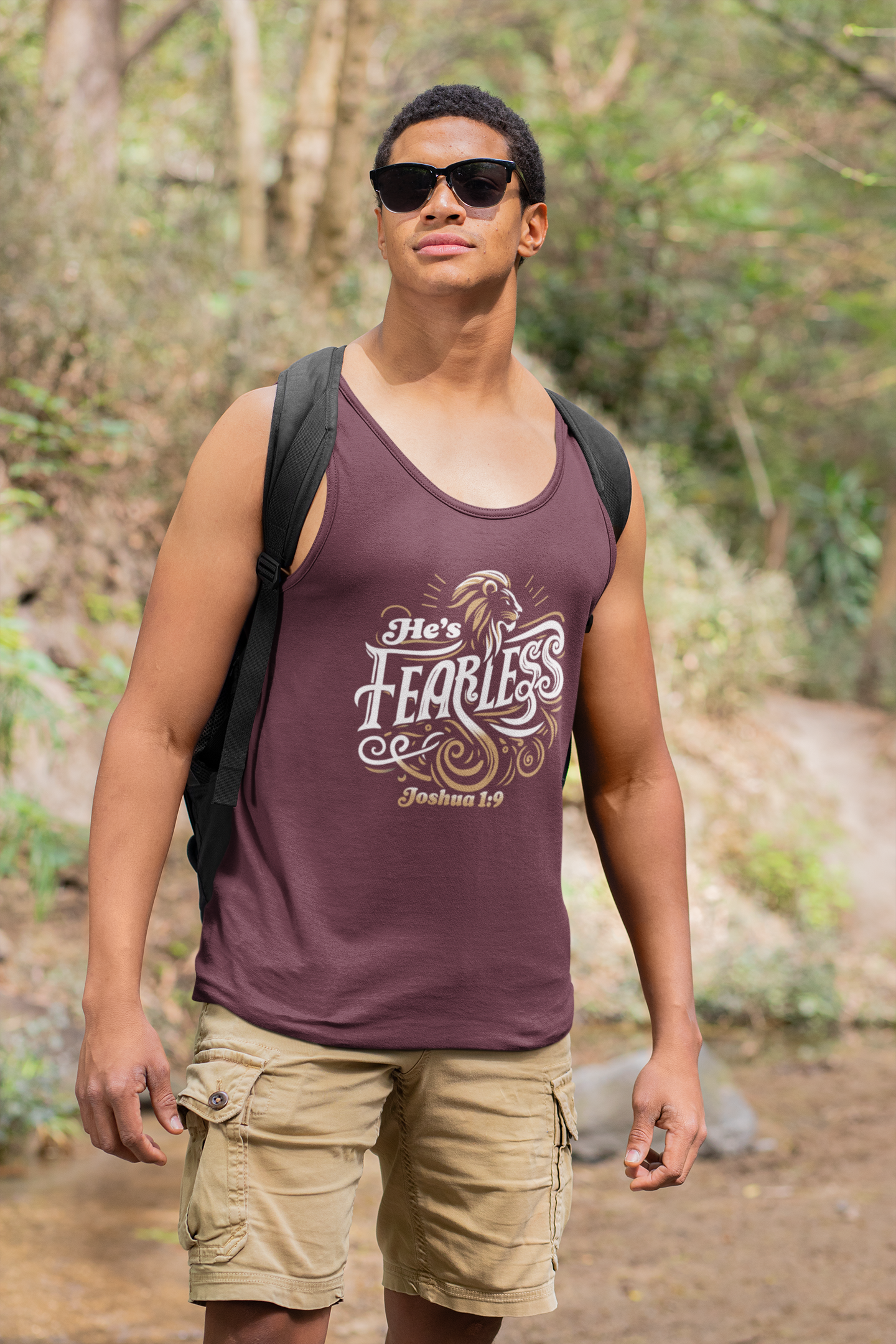 He’s Fearless Men’s Tank Top – Joshua 1:9