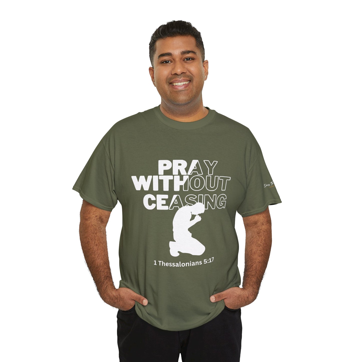 Pray Without Ceasing Christian Graphic Tee-Kneeling Figure