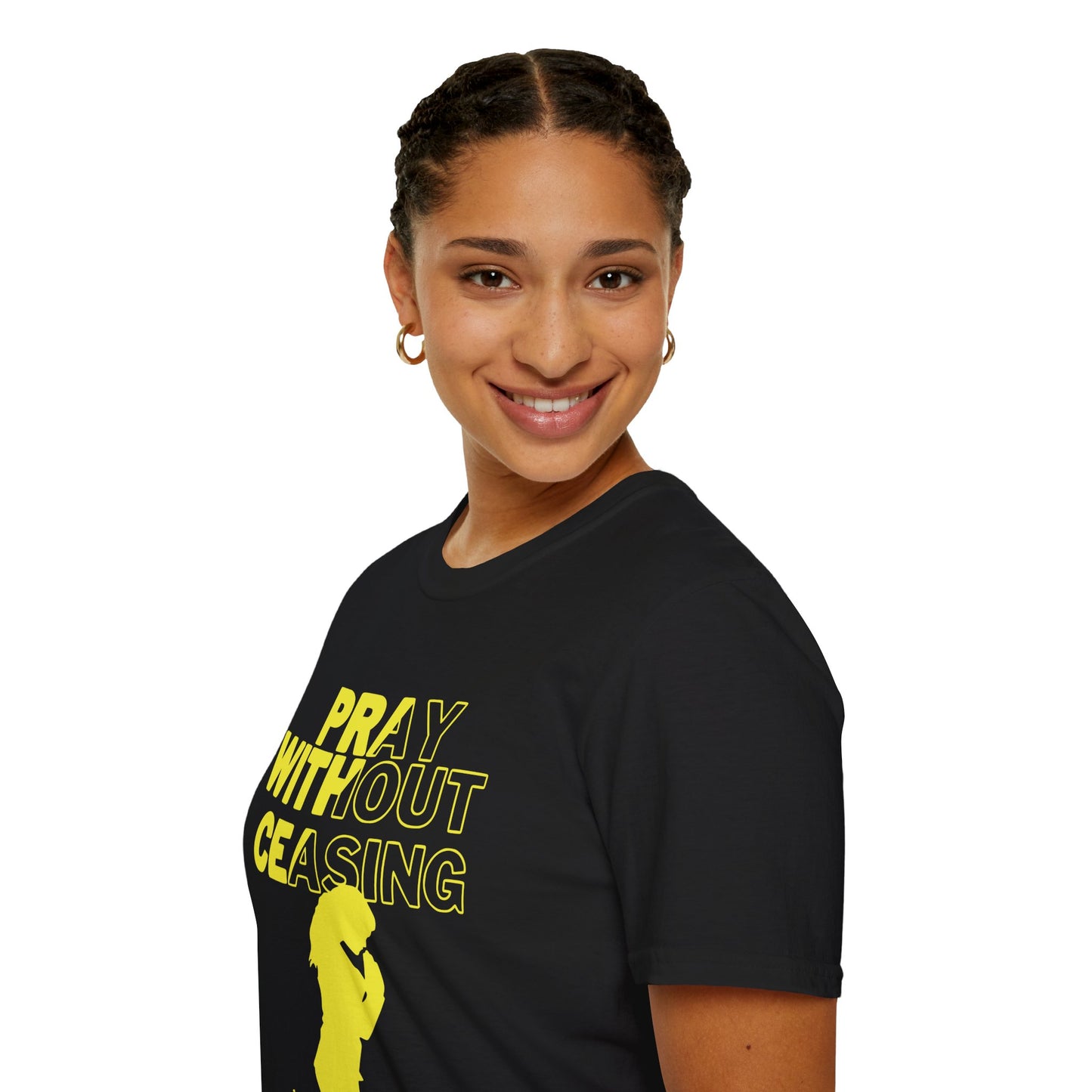 Pray Without Ceasing Women’s Christian T-Shirt-Standing Figure