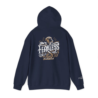 He’s Fearless Christian Hoodie for Men | Joshua 1:9 Faith Hoodie