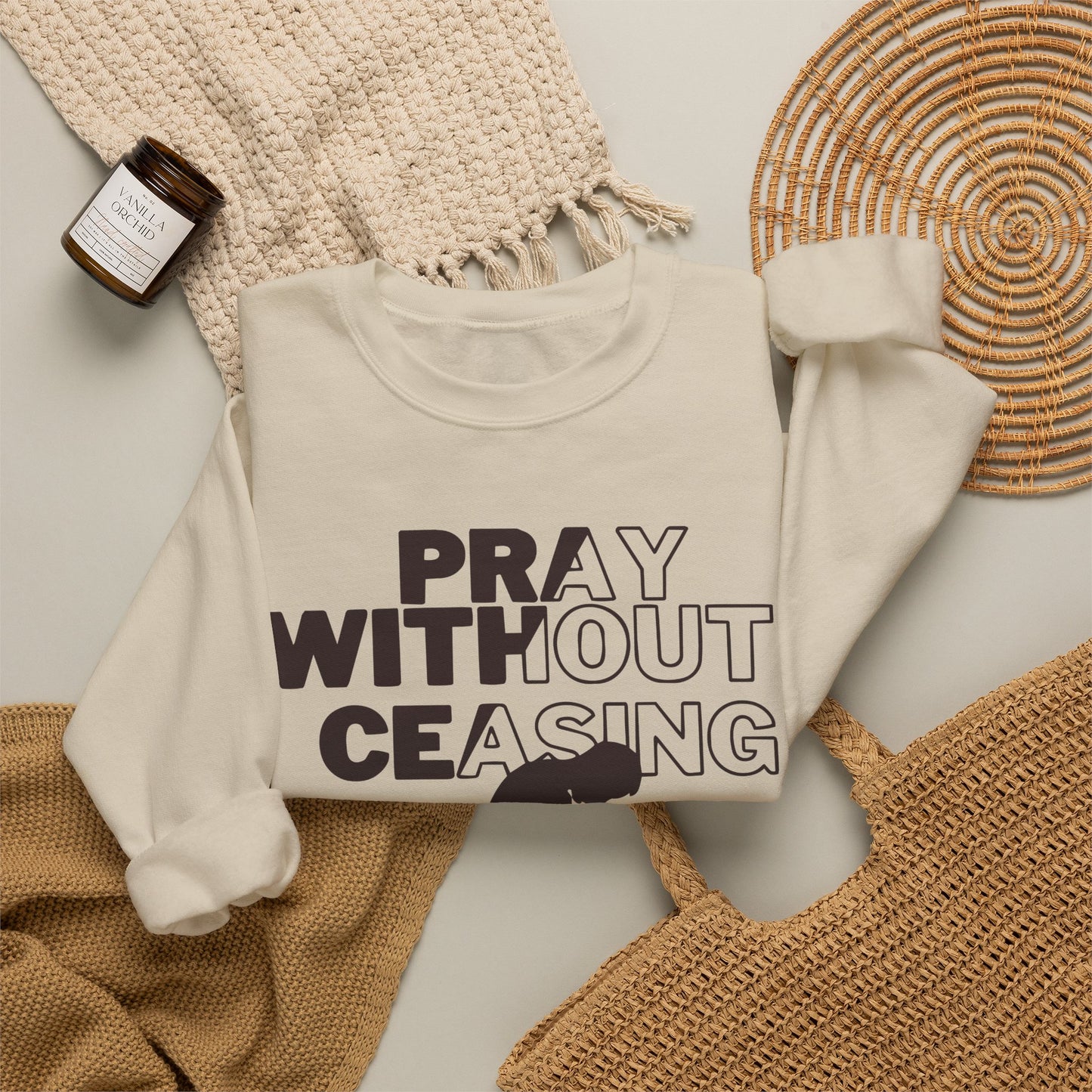 Pray Without Ceasing Christian Crewneck Sweatshirt | 1 Thessalonians 5:17