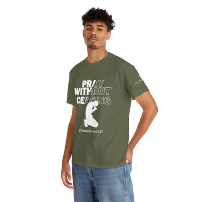 Pray Without Ceasing Christian Graphic Tee-Kneeling Figure