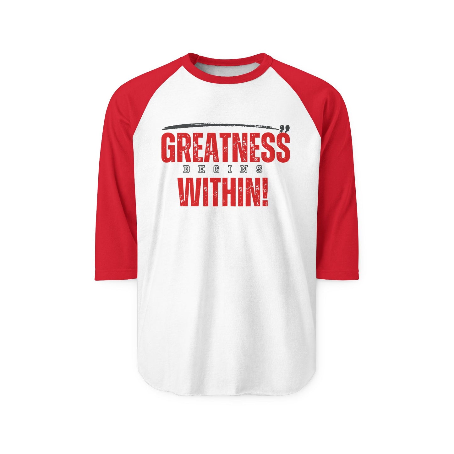 Greatness Begins Within Baseball Tee – Inspirational 3/4 Sleeve Shirt