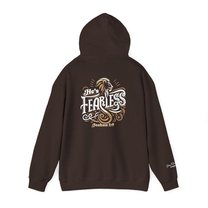 He’s Fearless Christian Hoodie for Men | Joshua 1:9 Faith Hoodie
