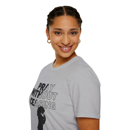 Pray Without Ceasing Women’s Christian T-Shirt-Standing Figure