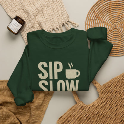 Sip Slow Speak Life Sweatshirt – Proverbs 18:21 Coffee Christian Crewneck