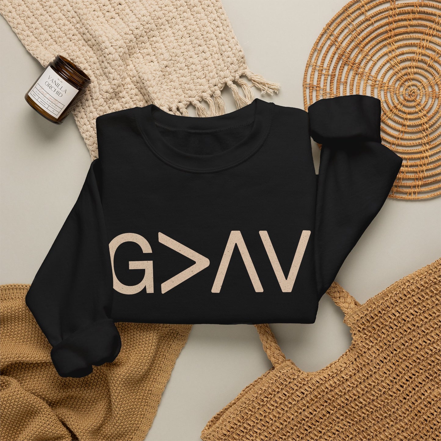 God Is Greater Than the Highs and Lows Christian Crewneck Sweatshirt