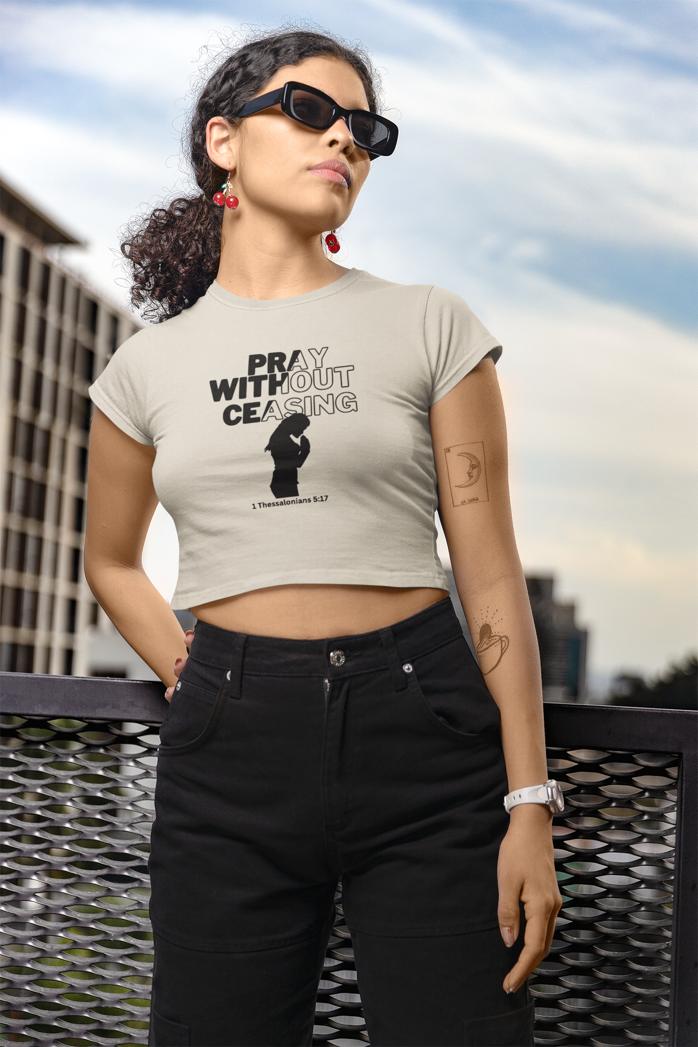 Pray Without Ceasing Women’s Crop Top – 1 Thessalonians 5:17