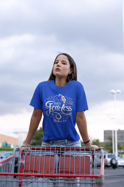 She's Fearless — Joshua 1:9 Women's Tee