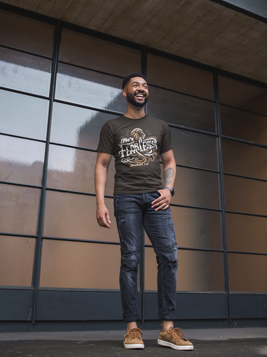 He's Fearless — Joshua 1:9 Men's Tee