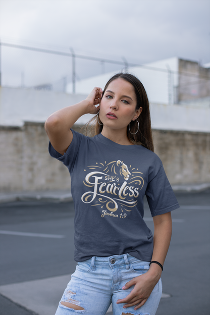 She's Fearless — Joshua 1:9 Women's Tee