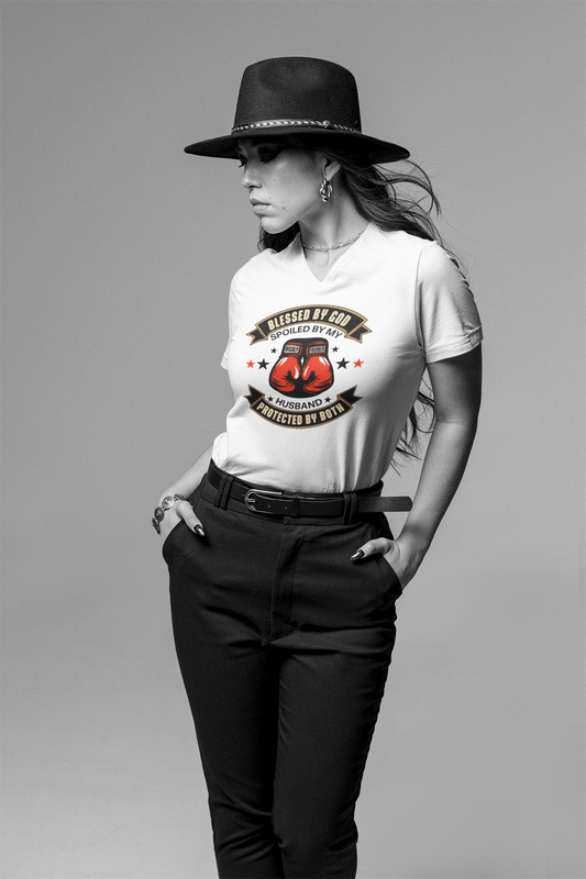 Blessed by God, Spoiled by My Husband, Protected by Both Christian T-Shirt